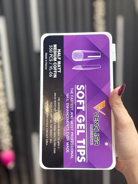 Soft Gel Nail Tip (Half Matt Coffin Tip)