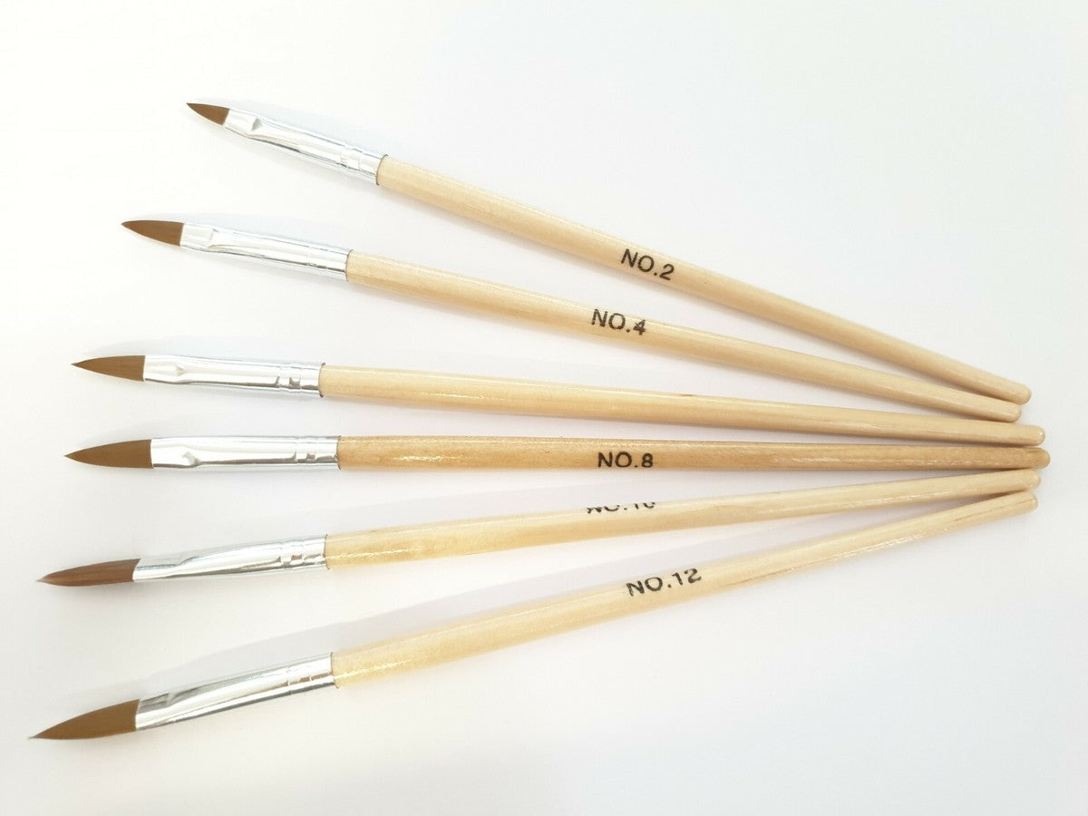 Acrylic brushes set of 6 (size : 2,4,6,8,10,12)