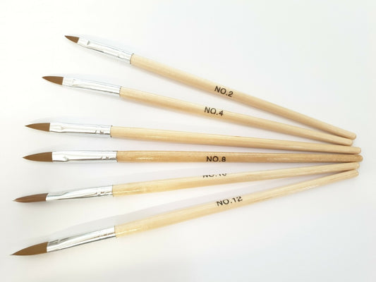 Acrylic brushes set of 6 (size : 2,4,6,8,10,12)